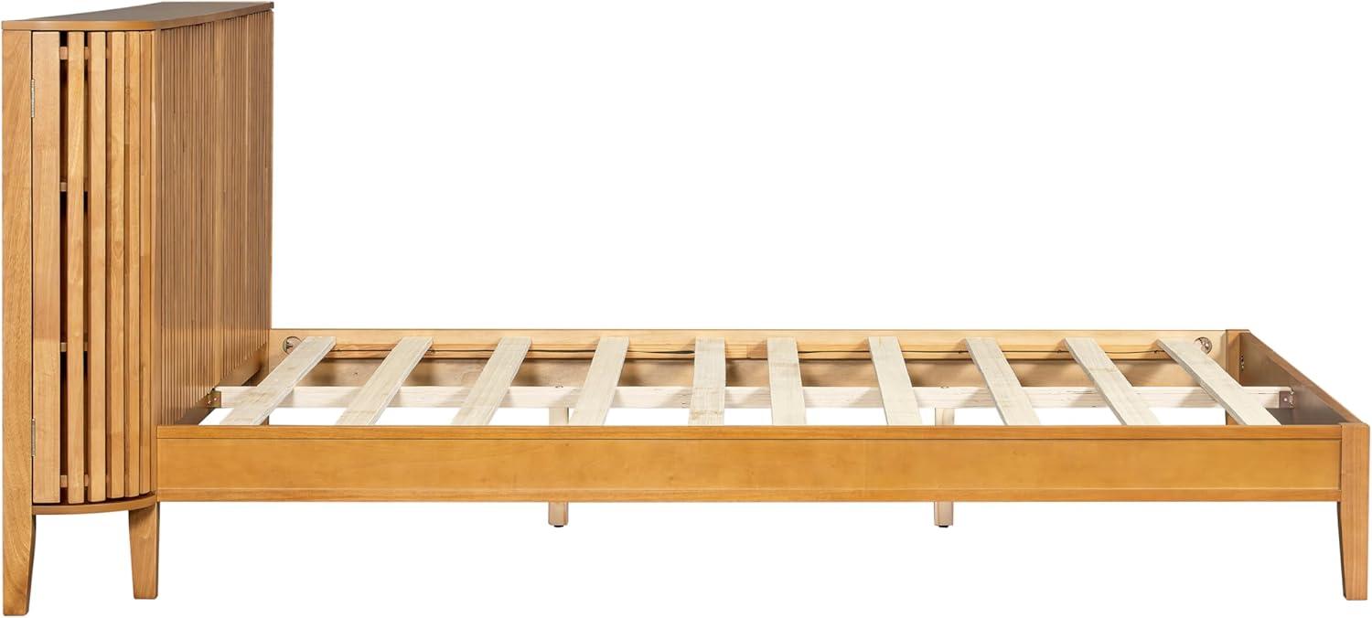 image:imageChristopher Knight Home Renata King Size Bed Frame with Grace Slat Headboard Platform Bed with Side Cabinets Wood Bed Frame Solid and Stable Bedframe No Box Spring Needed Noise Free NaturalQueen Size