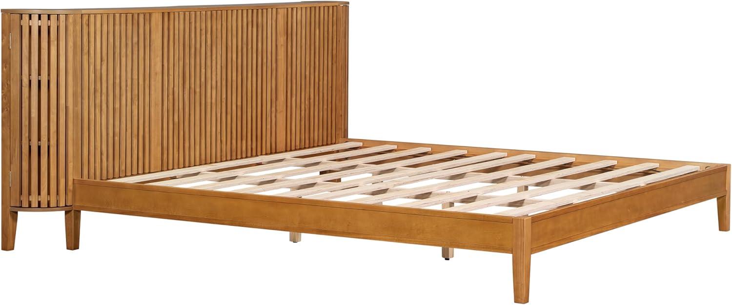 image:imageChristopher Knight Home Renata King Size Bed Frame with Grace Slat Headboard Platform Bed with Side Cabinets Wood Bed Frame Solid and Stable Bedframe No Box Spring Needed Noise Free NaturalKing Size