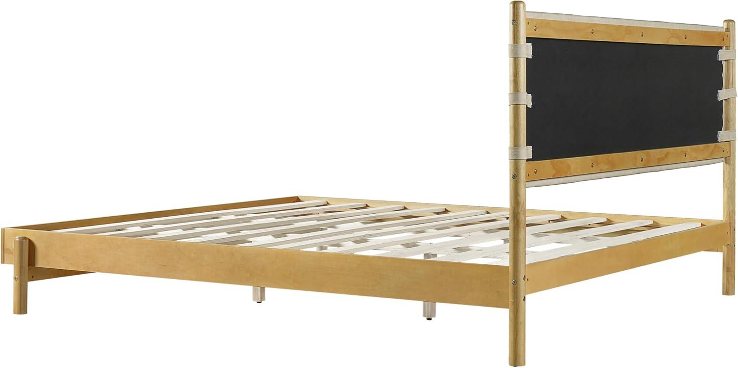 image:imageChristopher Knight Home Roach Mid Century Modern King Size Bed Frame Rubber Wood Platform Bed Frame with Headboard Easy Assembly No Box Spring Needed Upholstered Headboard Light Gray WalnutBeige Brown