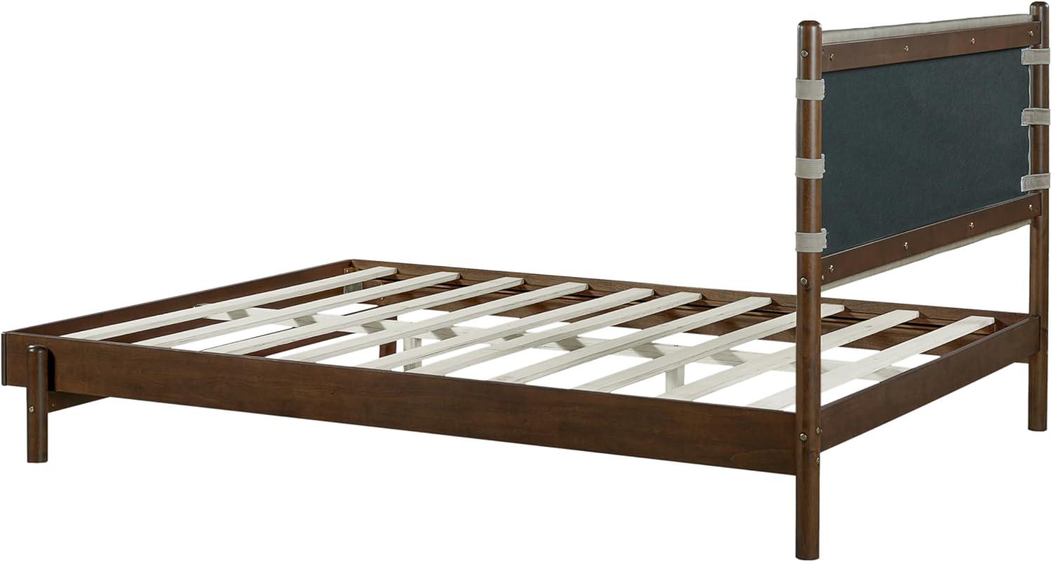image:imageChristopher Knight Home Roach Mid Century Modern King Size Bed Frame Rubber Wood Platform Bed Frame with Headboard Easy Assembly No Box Spring Needed Upholstered Headboard Light Gray WalnutLight Gray Walnut