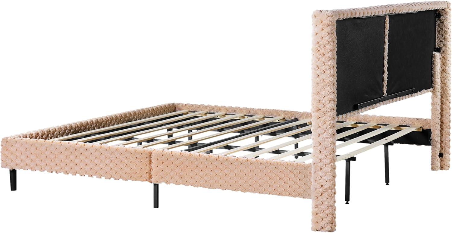 image:imageChristopher Knight Home Senna Modern Queen Bed Frame with Headboard Upholstered Plush Fabric Queen Platform Bed Frame Wooden Slats Panel Platform Support No Box Spring Needed Dark BeigeDark Beige