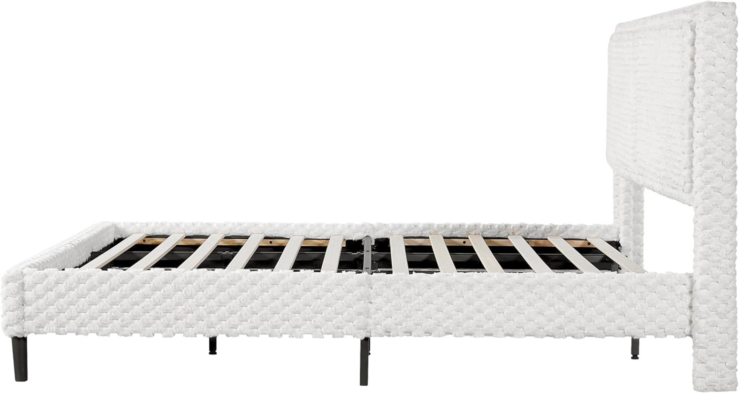 image:imageChristopher Knight Home Senna Modern Queen Bed Frame with Headboard Upholstered Plush Fabric Queen Platform Bed Frame Wooden Slats Panel Platform Support No Box Spring Needed Dark BeigeWhite