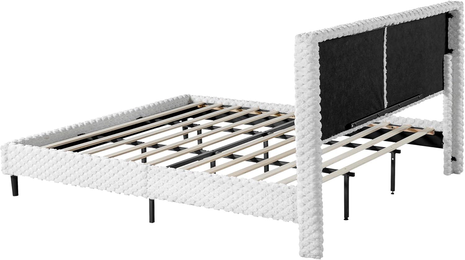 image:imageChristopher Knight Home Senna Modern Queen Bed Frame with Headboard Upholstered Plush Fabric Queen Platform Bed Frame Wooden Slats Panel Platform Support No Box Spring Needed Dark BeigeWhite