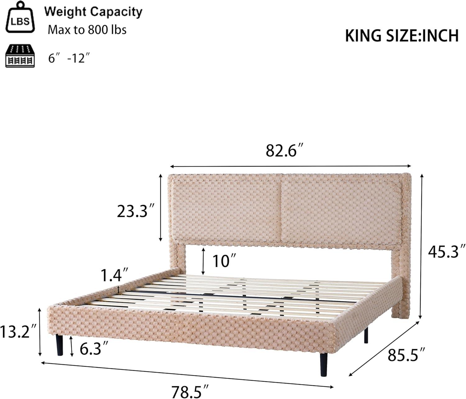 image:imageChristopher Knight Home Senna Modern Queen Bed Frame with Headboard Upholstered Plush Fabric Queen Platform Bed Frame Wooden Slats Panel Platform Support No Box Spring Needed Dark BeigeDark Beige