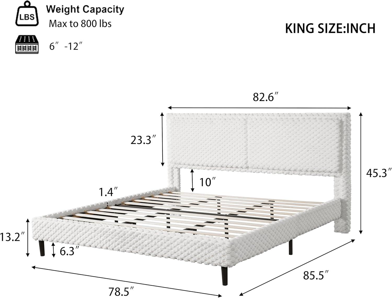 image:imageChristopher Knight Home Senna Modern Queen Bed Frame with Headboard Upholstered Plush Fabric Queen Platform Bed Frame Wooden Slats Panel Platform Support No Box Spring Needed Dark BeigeWhite