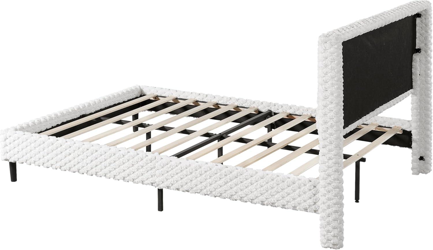 image:imageChristopher Knight Home Senna Modern Queen Bed Frame with Headboard Upholstered Plush Fabric Queen Platform Bed Frame Wooden Slats Panel Platform Support No Box Spring Needed Dark BeigeWhite