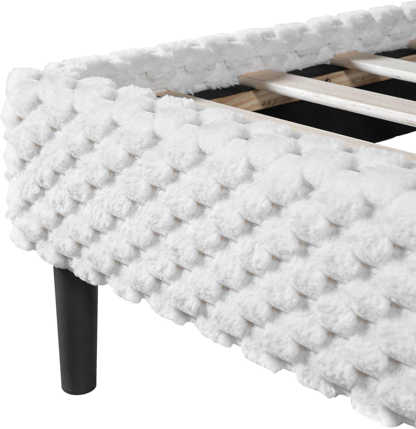 image:imageChristopher Knight Home Senna Modern Queen Bed Frame with Headboard Upholstered Plush Fabric Queen Platform Bed Frame Wooden Slats Panel Platform Support No Box Spring Needed Dark BeigeWhite