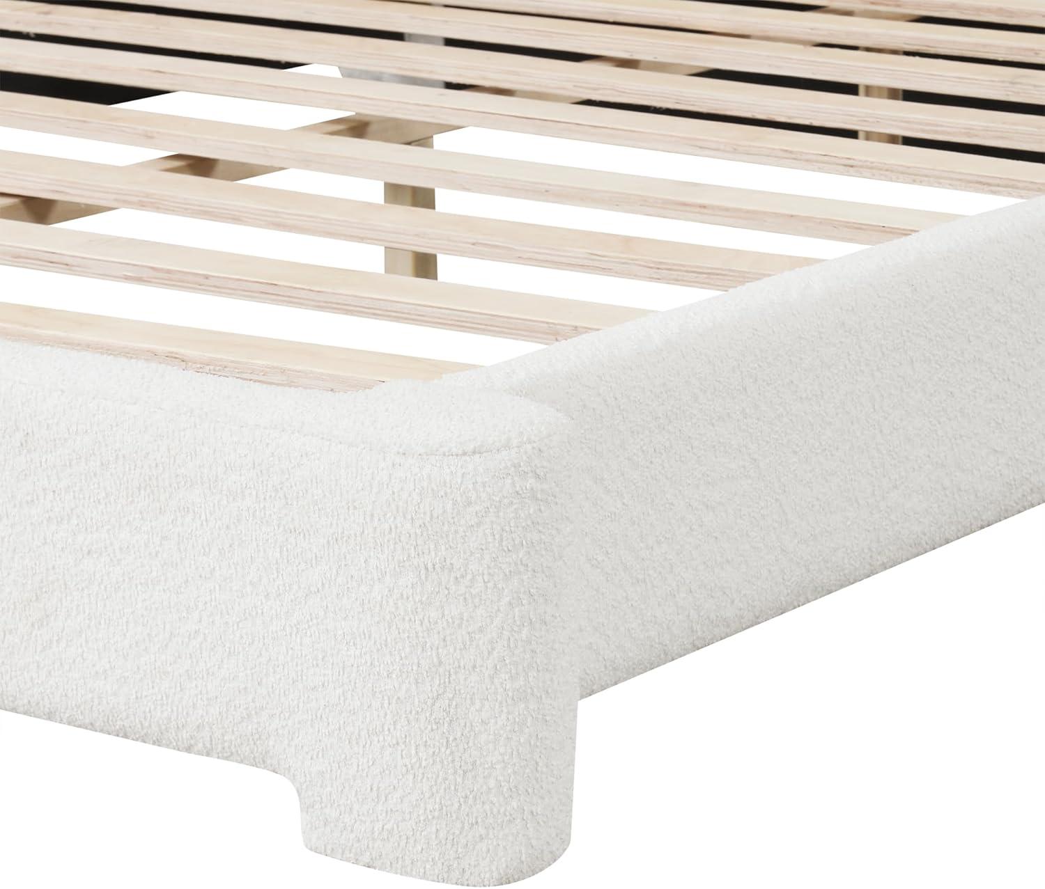 image:imageChristopher Knight Home Sheffies Queen Size Upholstered Bed Frame with Headboard Boucle Fabric Platform Bed Frame Wood Bed Support and Slat No Box Spring Needed Fully Mattress Foundation WhiteQueen