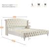 Christopher Knight Home Averil Modern King Size Platform Bed Frame with Velvet Upholstered Headboard, Wooden King Size Bed Frame with Wingback Headboard, No Box Spring Needed, Easy Assembly, Cream(Cream)