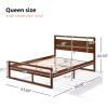 Christopher Knight Home Belden Retro Wooden Queen Bed Frame with Headboard, Rectangular Queen Size Platform Bed Frame with Slat Design, Noise Free, No Box Spring Needed, 800 lbs Capacity, Walnut Brown
