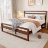Christopher Knight Home Belden Retro Wooden Queen Bed Frame with Headboard, Rectangular Queen Size Platform Bed Frame with Slat Design, Noise Free, No Box Spring Needed, 800 lbs Capacity, Walnut Brown