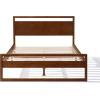 Christopher Knight Home Belden Retro Wooden Queen Bed Frame with Headboard, Rectangular Queen Size Platform Bed Frame with Slat Design, Noise Free, No Box Spring Needed, 800 lbs Capacity, Walnut Brown