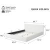 Christopher Knight Home Bettine Velvet Queen Size Headboard and Bed Frame, Rectangular Queen Size Bed, Upholstered Headboard, Slats Panel Support Platform, No Box Spring Needed, Easy Assembly, White