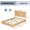 Christopher Knight Home Calden Farmhouse King Size Bed Frame with Headboard, Natural Wood King Size Platform Bed Frame, Wooden King Size Bed Set, No Box Spring Needed, Easy Assembly, Natural Brown(Queen (U.S. Standard))
