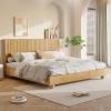 Christopher Knight Home Calden Farmhouse King Size Bed Frame with Headboard, Natural Wood King Size Platform Bed Frame, Wooden King Size Bed Set, No Box Spring Needed, Easy Assembly, Natural Brown(King (U.S. Standard))