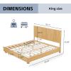 Christopher Knight Home Calden Farmhouse King Size Bed Frame with Headboard, Natural Wood King Size Platform Bed Frame, Wooden King Size Bed Set, No Box Spring Needed, Easy Assembly, Natural Brown(King (U.S. Standard))