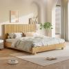 Christopher Knight Home Calden Farmhouse King Size Bed Frame with Headboard, Natural Wood King Size Platform Bed Frame, Wooden King Size Bed Set, No Box Spring Needed, Easy Assembly, Natural Brown(Queen (U.S. Standard))