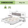Christopher Knight Home Camille Rectangular King Size Bed Frame with Headboard, Fabric Upholsteed King Bed Frame with Storage, Platform Bed Frame with Nightstand, No Box Spring Needed, Brown+White
