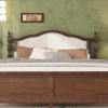 Christopher Knight Home Casats Queen Size Wood Bed Frame with Upholstered Headboard and Panel Footboard, Pine Wood Platform Bed, Enhanced Support Feet, Underbed Storage, Easy Assembly, Walnut Brown(Walnut)