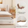 Christopher Knight Home Danet Boucle Upholstered Queen Size Bed Frame with Wingback Headboard, Modern Queen Bed Frame and Headboard, Wooden Slats Support, Easy Assembly, No Box Spring Needed, White(Queen (U.S. Standard))