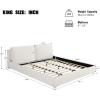 Christopher Knight Home Hazel King Size Boucle Bed, King Size Headboard and Bed Frame, Upholstered Boucle Headboard and Footboard, Wood Slats Panel Platform Support, No Box Spring Needed, 500lbs White