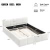 Christopher Knight Home Hazel King Size Platform Bed, Linen Thick Headboard and Footboard, Upholstery Grounded Beds, Block Style, Wood Slat Panel Support, No Spring Box Needed, Easy Assembly, Green(White)