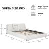 Christopher Knight Home Hazel Queen Size Bed Frame, Upholstered Platform Bed, Soft Boucle Queen Headboard, Removable Pillows Headboard, Wood Slats Support, No Box Spring Needed, Easy Assembly, White