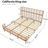 Christopher Knight Home Lamar Boho Rattan King Bed Frame and Headboard, Farmhouse PE Wicker King Size Bed Frame, Metal King Platform Bed Frame, No Box Spring Needed, Easy Assembly, Natural Finish(California King)