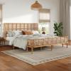 Christopher Knight Home Lamar Boho Rattan King Bed Frame and Headboard, Farmhouse PE Wicker King Size Bed Frame, Metal King Platform Bed Frame, No Box Spring Needed, Easy Assembly, Natural Finish(California King)