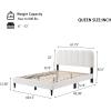 Christopher Knight Home Lattie Lambswool Upholstered Queen Size Bed Frame with Light, Modern Bed Frame Queen Size with Headboard, Wooden Slats, Easy Assembly, No Box Spring Needed, White(Queen (U.S. Standard))