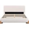 Christopher Knight Home Lyncorn Full Size Upholstered Platform Bed Boucle Fabric Bed Frame and Headboard, Full Size Wood Bed Support and Slat, No Box Spring Needed, Easy Assembly, White(Natural Wood Leg)