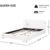 Christopher Knight Home Queen Size Platform Bed, Boucle Fabric Headborad and Bed Frame, Upholstered Curve-Shaped Queen Headboard, Wood Bedpost and Slat, Wood Slats Panel Support, Easy Assembly, White(White)