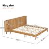 Christopher Knight Home Renata King Size Bed Frame with Grace Slat Headboard, Platform Bed with Side Cabinets, Wood Bed Frame, Solid and Stable Bedframe, No Box Spring Needed, Noise Free, Natural(King Size)