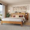 Christopher Knight Home Renata King Size Bed Frame with Grace Slat Headboard, Platform Bed with Side Cabinets, Wood Bed Frame, Solid and Stable Bedframe, No Box Spring Needed, Noise Free, Natural(Queen Size)