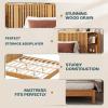 Christopher Knight Home Renata King Size Bed Frame with Grace Slat Headboard, Platform Bed with Side Cabinets, Wood Bed Frame, Solid and Stable Bedframe, No Box Spring Needed, Noise Free, Natural(King Size)