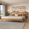 Christopher Knight Home Renata King Size Bed Frame with Grace Slat Headboard, Platform Bed with Side Cabinets, Wood Bed Frame, Solid and Stable Bedframe, No Box Spring Needed, Noise Free, Natural(King Size)