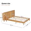 Christopher Knight Home Renata King Size Bed Frame with Grace Slat Headboard, Platform Bed with Side Cabinets, Wood Bed Frame, Solid and Stable Bedframe, No Box Spring Needed, Noise Free, Natural(Queen Size)