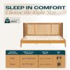 Christopher Knight Home Renata King Size Bed Frame with Grace Slat Headboard, Platform Bed with Side Cabinets, Wood Bed Frame, Solid and Stable Bedframe, No Box Spring Needed, Noise Free, Natural(Queen Size)