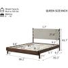 Christopher Knight Home Roach Mid Century Modern King Size Bed Frame, Rubber Wood Platform Bed Frame with Headboard, Easy Assembly, No Box Spring Needed, Upholstered Headboard, Light Gray + Walnut(Light Gray + Walnut)