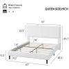 Christopher Knight Home Senna Modern Queen Bed Frame with Headboard, Upholstered Plush Fabric Queen Platform Bed Frame, Wooden Slats Panel Platform Support, No Box Spring Needed, Dark Beige(White)