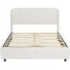 Christopher Knight Home Sunvi Upholstered King Size Bed Frame, King Bed Frame and Headboard, Platform Bed Frame King Size, Wood Bed Support and Slat, No Box Spring Needed, Easy Assembly, Beige(Queen)