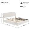 Christopher Knight Home Sunvi Upholstered King Size Bed Frame, King Bed Frame and Headboard, Platform Bed Frame King Size, Wood Bed Support and Slat, No Box Spring Needed, Easy Assembly, Beige(King (U.S. Standard))