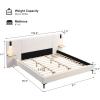Christopher Knight Home Svant King Size Platform Bed, Boucle Fabric Upholstered Headboard Bed Frame with Reading Lamps and Shelves, Wooden Slats, No Box Spring Needed, White(White)