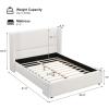 Christopher Knight Home Vanor Queen Size Bed Frame, Fabric Upholstered Platform Bed with Wingback Tall Headboard, Wooden Slats, No Box Spring Needed, Easy Assembly, White(Queen)