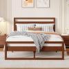 Christopher Knight Home Belden Retro Wooden Queen Bed Frame with Headboard, Rectangular Queen Size Platform Bed Frame with Slat Design, Noise Free, No Box Spring Needed, 800 lbs Capacity, Walnut Brown