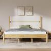 Christopher Knight Home Blitz Queen Bed Frame with Fleece Upholstered Headboard, Rubber Wood Platform Bed Frame, Solid and Stable Bedframe, Slats Panel Support, No Box Spring Needed, Ivory(King Size)