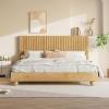 Christopher Knight Home Calden Farmhouse King Size Bed Frame with Headboard, Natural Wood King Size Platform Bed Frame, Wooden King Size Bed Set, No Box Spring Needed, Easy Assembly, Natural Brown(King (U.S. Standard))