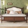 Christopher Knight Home Casats Queen Size Wood Bed Frame with Upholstered Headboard and Panel Footboard, Pine Wood Platform Bed, Enhanced Support Feet, Underbed Storage, Easy Assembly, Walnut Brown(Walnut)