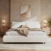 Christopher Knight Home Hazel Queen Size Bed Frame, Upholstered Platform Bed, Soft Boucle Queen Headboard, Removable Pillows Headboard, Wood Slats Support, No Box Spring Needed, Easy Assembly, White