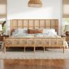 Christopher Knight Home Lamar Boho Rattan King Bed Frame and Headboard, Farmhouse PE Wicker King Size Bed Frame, Metal King Platform Bed Frame, No Box Spring Needed, Easy Assembly, Natural Finish(King (U.S. Standard))